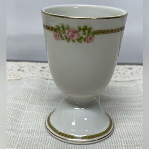 Theodore Haviland Limoges France Egg Cup – Pink Rose Garland & Gold Rim